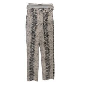 ZARA Snake Print Pants Women Size 4 High Rise Straight Leg Trousers Raw Hem